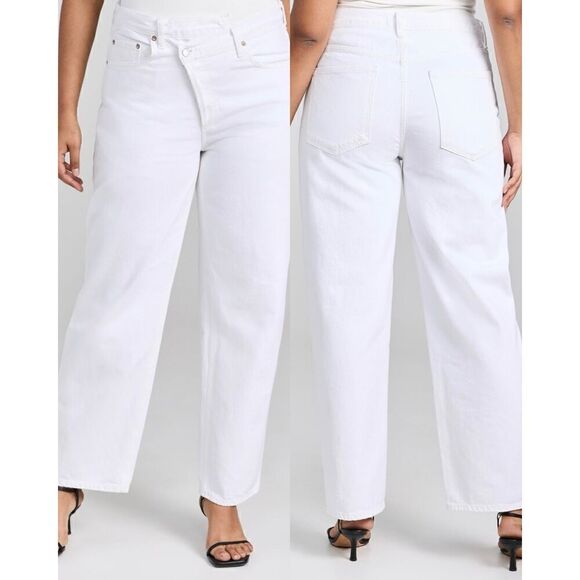 AGOLDE NWT Criss Cross Jeans Straight Leg White Women’s Size 30 - Picture 1 of 9